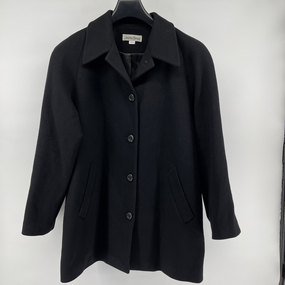 Vintage Jonathan Michael Lamswool Coat Women's 16 Black Button‎